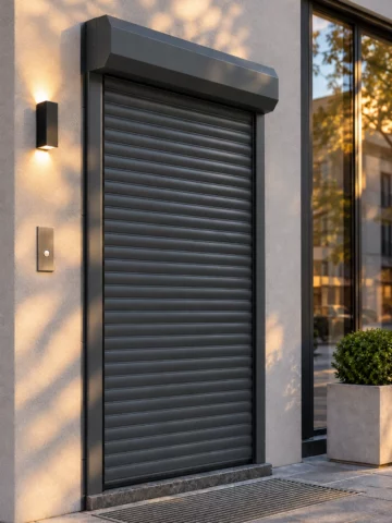 Рольставни на дверь Alutech PD45N 1100×2365 мм, антрацит, ручные (торсион, ригельный замок)